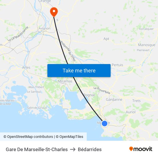 Gare De Marseille-St-Charles to Bédarrides map