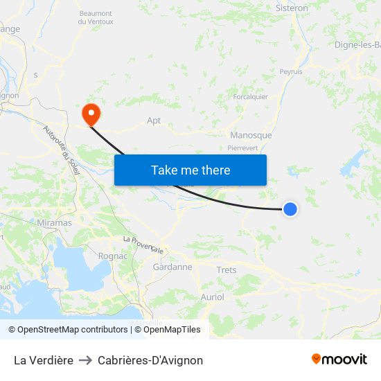 La Verdière to Cabrières-D'Avignon map