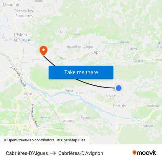 Cabrières-D'Aigues to Cabrières-D'Avignon map