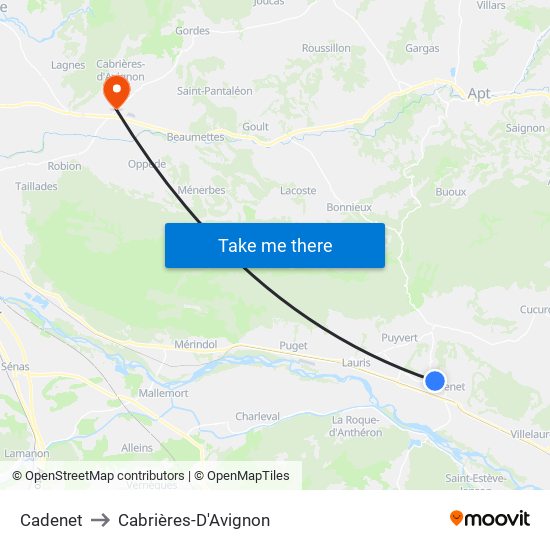 Cadenet to Cabrières-D'Avignon map