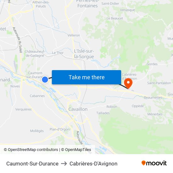 Caumont-Sur-Durance to Cabrières-D'Avignon map
