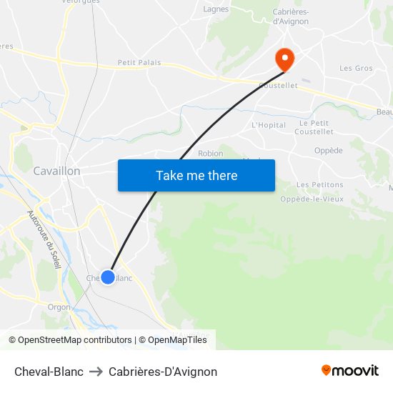 Cheval-Blanc to Cabrières-D'Avignon map