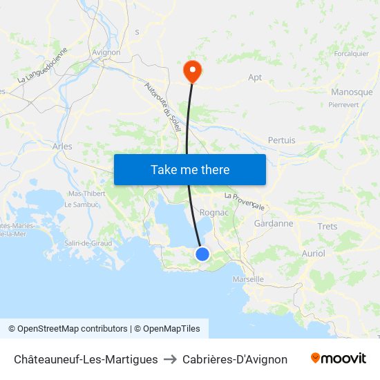 Châteauneuf-Les-Martigues to Cabrières-D'Avignon map