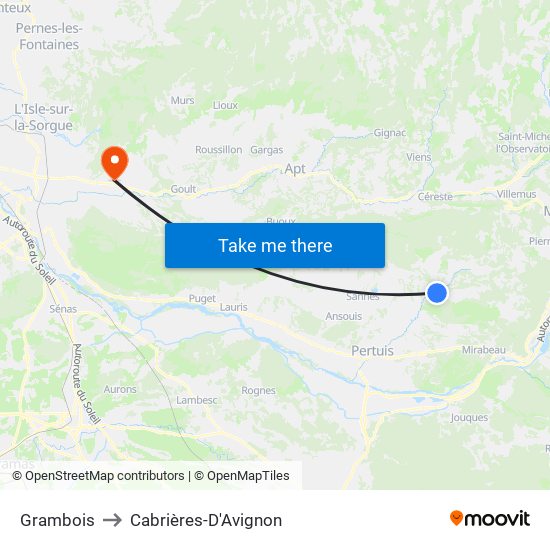 Grambois to Cabrières-D'Avignon map