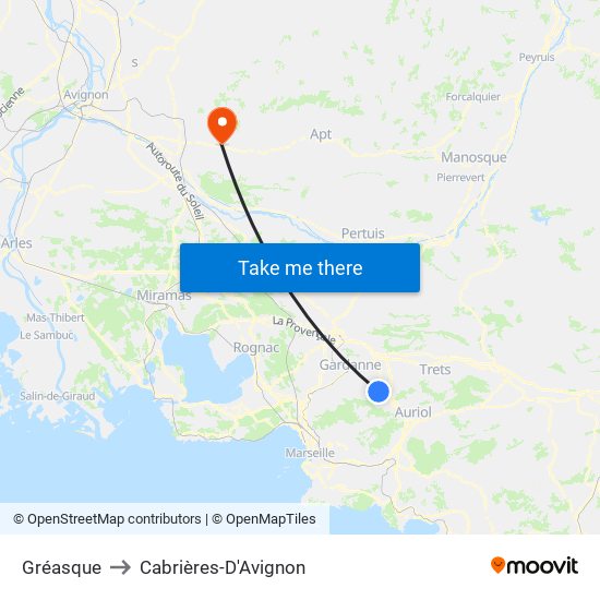 Gréasque to Cabrières-D'Avignon map