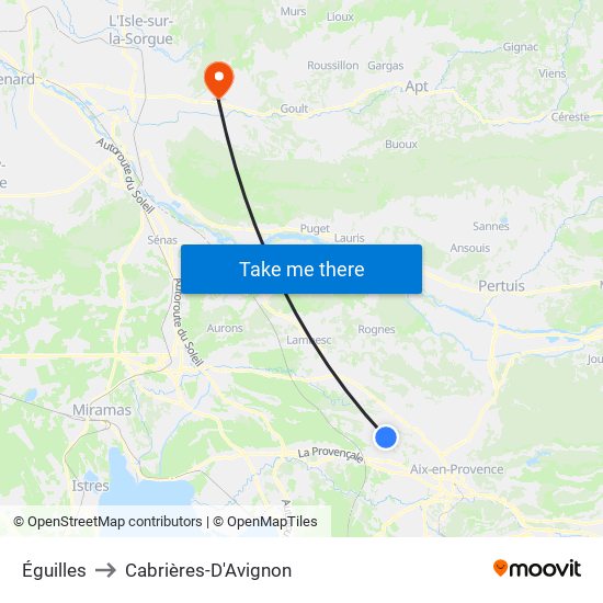 Éguilles to Cabrières-D'Avignon map