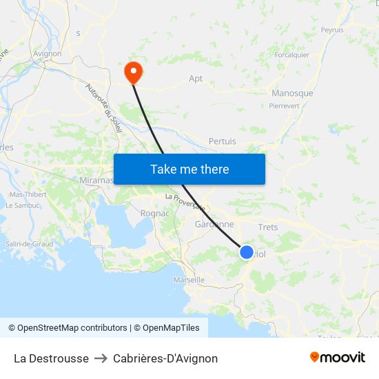 La Destrousse to Cabrières-D'Avignon map