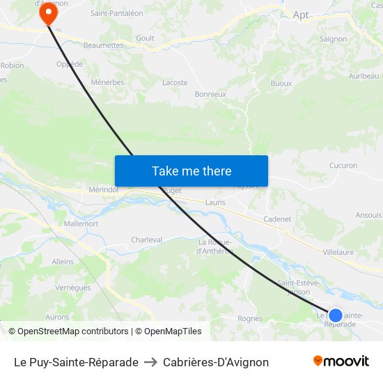 Le Puy-Sainte-Réparade to Cabrières-D'Avignon map