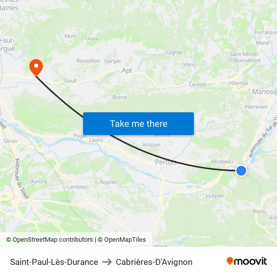 Saint-Paul-Lès-Durance to Cabrières-D'Avignon map