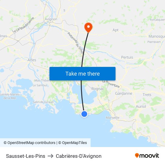 Sausset-Les-Pins to Cabrières-D'Avignon map