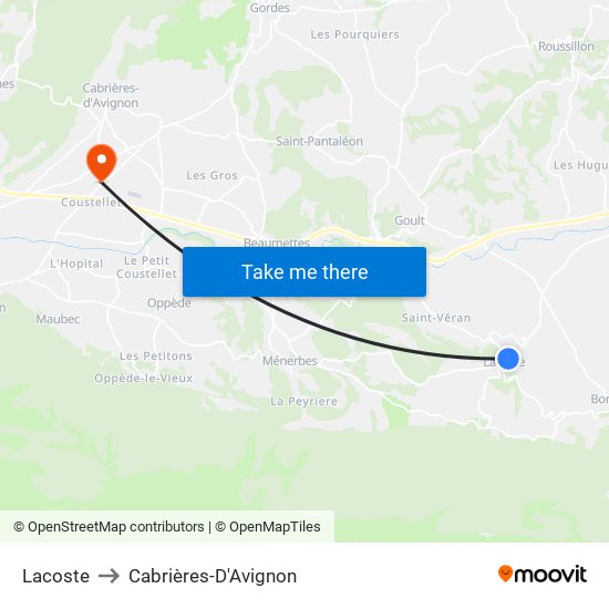 Lacoste to Cabrières-D'Avignon map