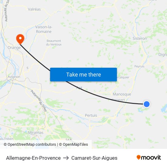 Allemagne-En-Provence to Camaret-Sur-Aigues map