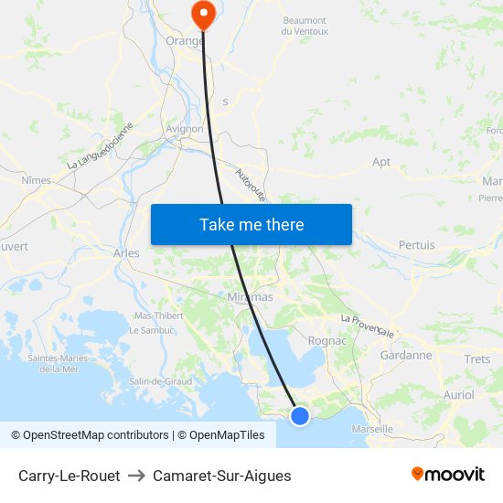 Carry-Le-Rouet to Camaret-Sur-Aigues map