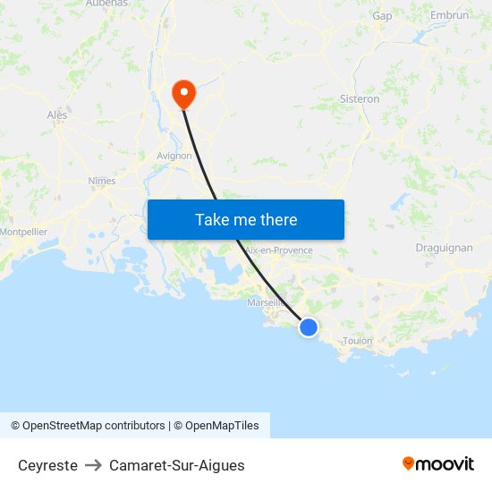 Ceyreste to Camaret-Sur-Aigues map