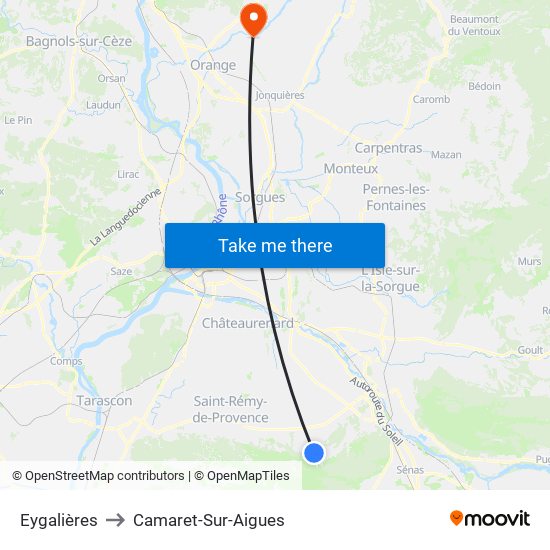 Eygalières to Camaret-Sur-Aigues map