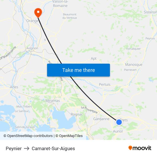 Peynier to Camaret-Sur-Aigues map