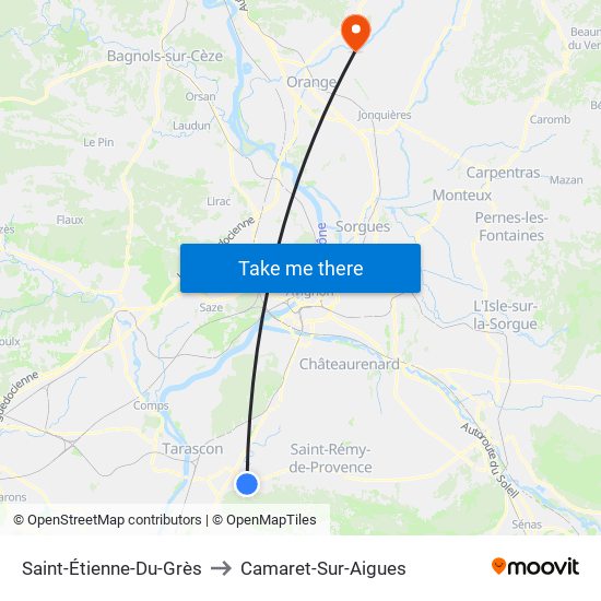 Saint-Étienne-Du-Grès to Camaret-Sur-Aigues map