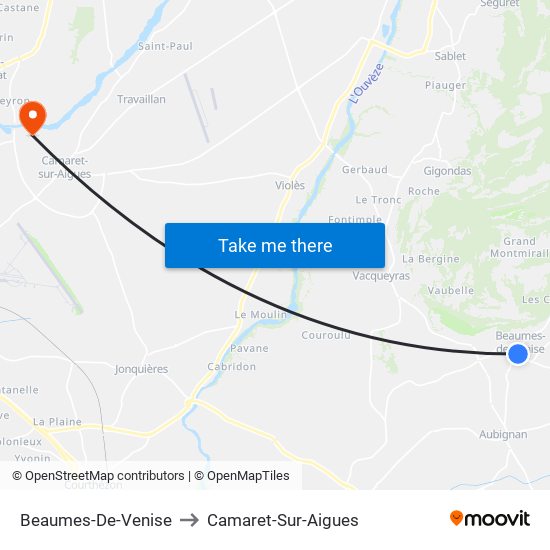 Beaumes-De-Venise to Camaret-Sur-Aigues map