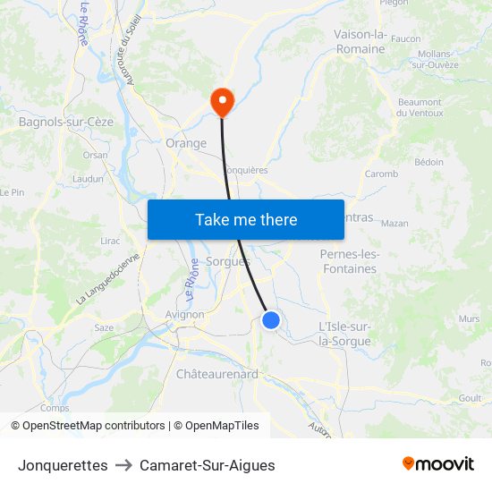 Jonquerettes to Camaret-Sur-Aigues map