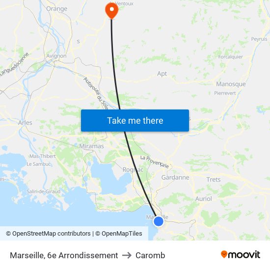 Marseille, 6e Arrondissement to Caromb map