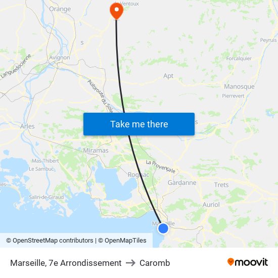 Marseille, 7e Arrondissement to Caromb map