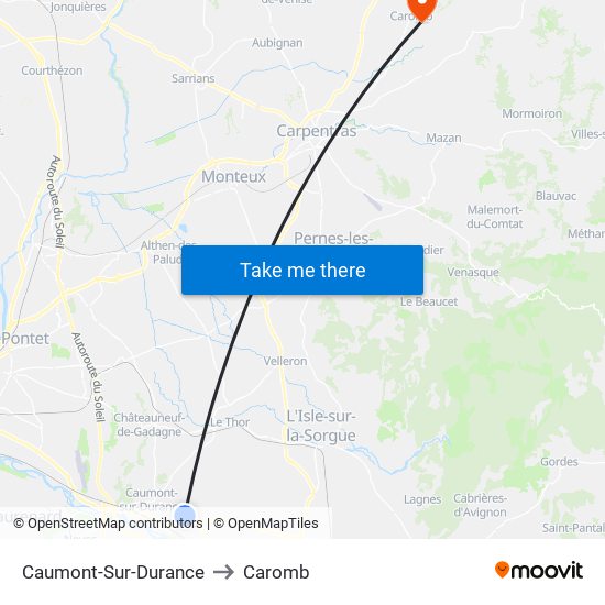 Caumont-Sur-Durance to Caromb map