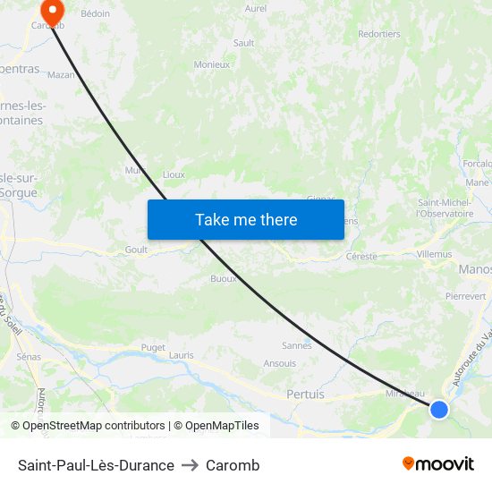 Saint-Paul-Lès-Durance to Caromb map