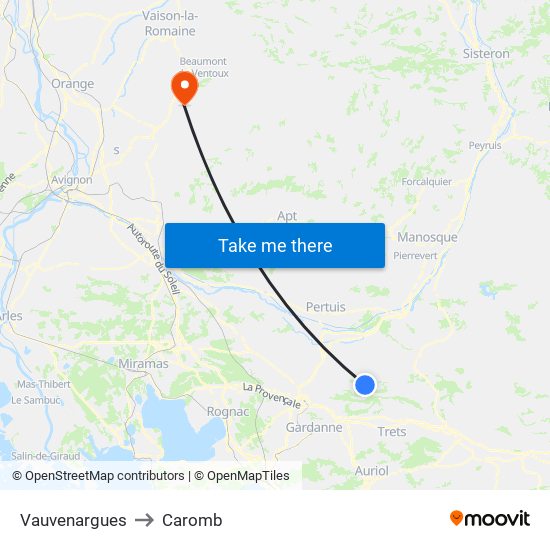 Vauvenargues to Caromb map