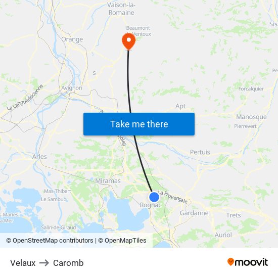 Velaux to Caromb map