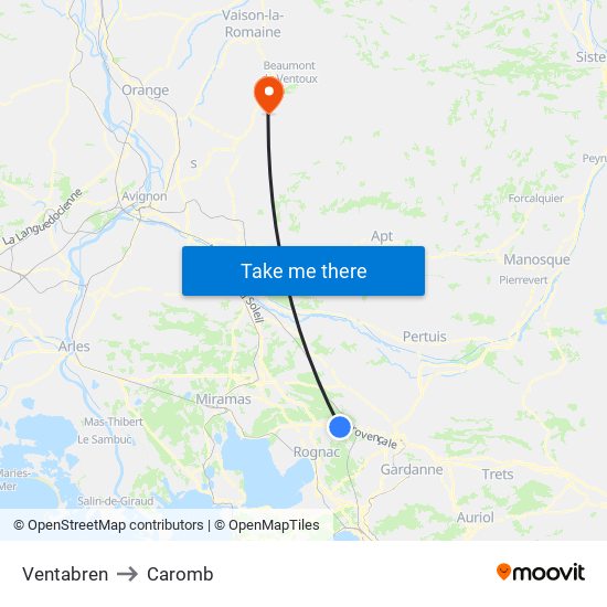 Ventabren to Caromb map