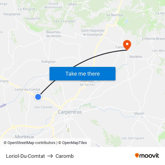Loriol-Du-Comtat to Caromb map