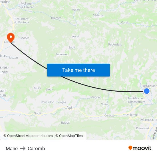Mane to Caromb map