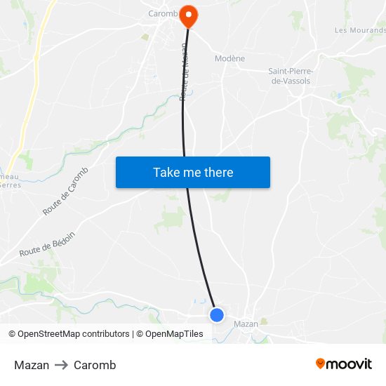 Mazan to Caromb map