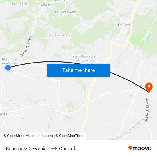 Beaumes-De-Venise to Caromb map
