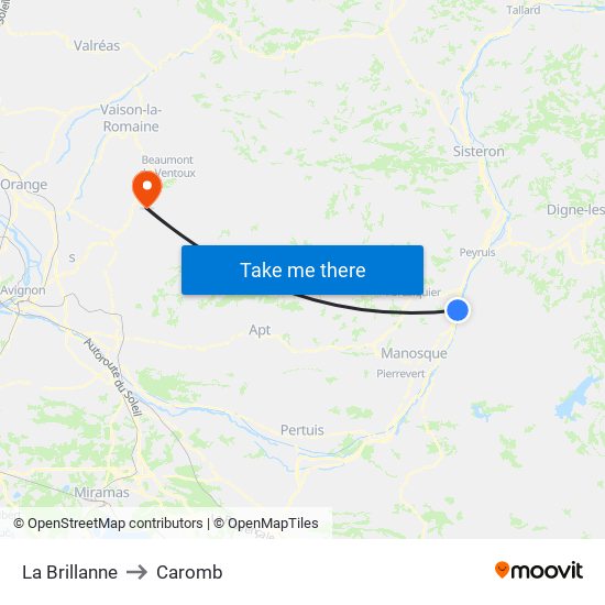 La Brillanne to Caromb map