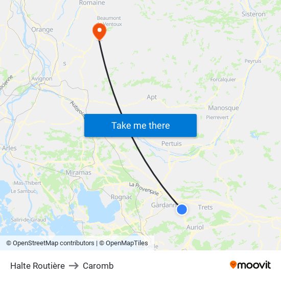 Halte Routière to Caromb map