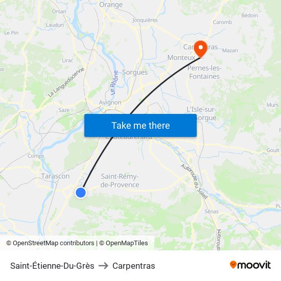 Saint-Étienne-Du-Grès to Carpentras map