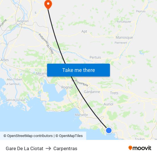 Gare De La Ciotat to Carpentras map