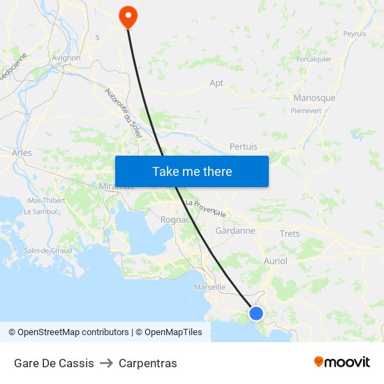 Gare De Cassis to Carpentras map