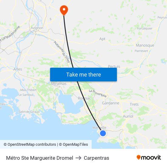 Sainte-Marguerite Dromel to Carpentras map