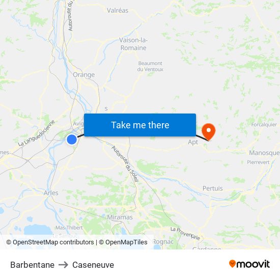 Barbentane to Caseneuve map