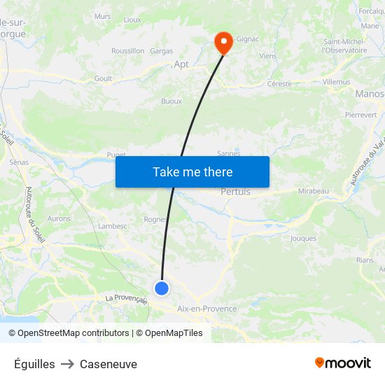 Éguilles to Caseneuve map