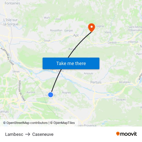 Lambesc to Caseneuve map