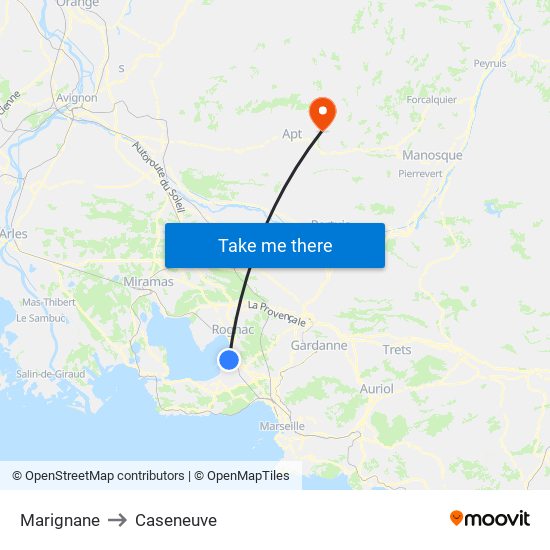 Marignane to Caseneuve map