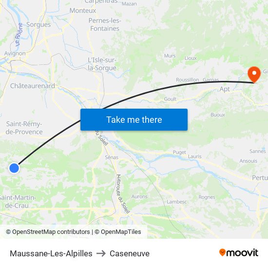 Maussane-Les-Alpilles to Caseneuve map