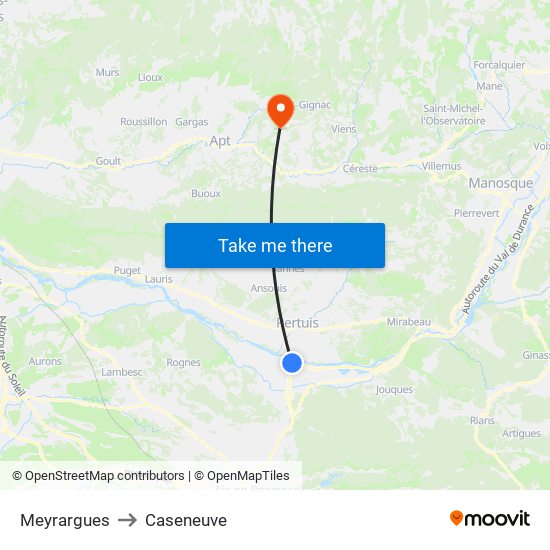 Meyrargues to Caseneuve map
