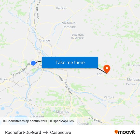 Rochefort-Du-Gard to Caseneuve map