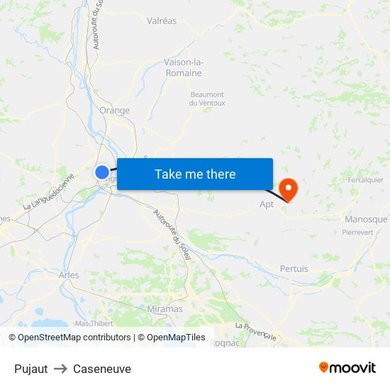 Pujaut to Caseneuve map