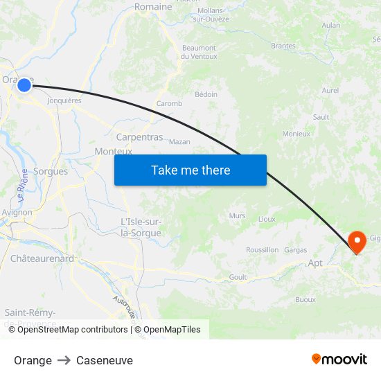 Orange to Caseneuve map