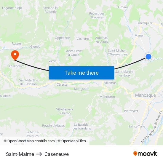 Saint-Maime to Caseneuve map